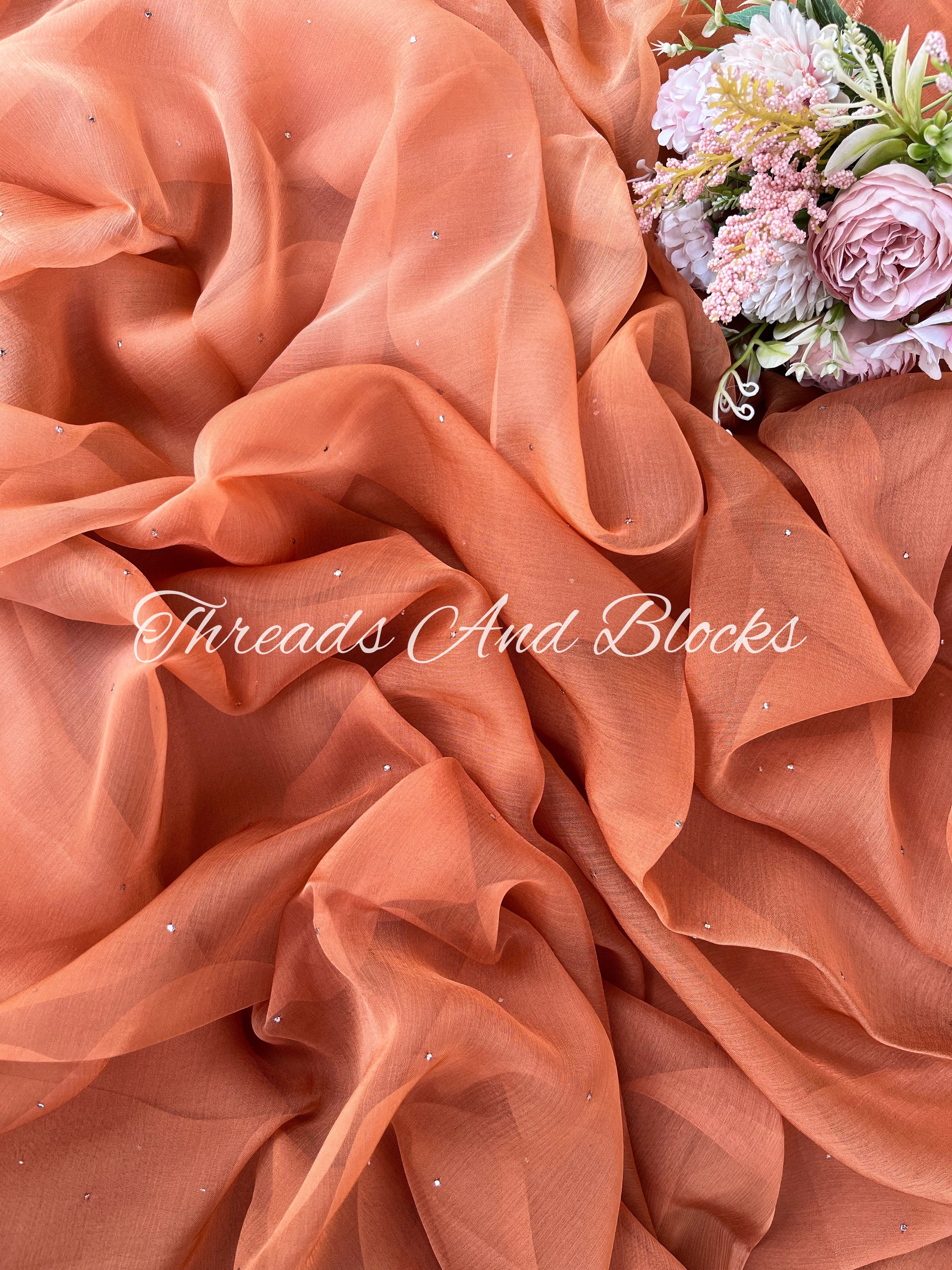 Ombré Rose’ Mukaish Saree