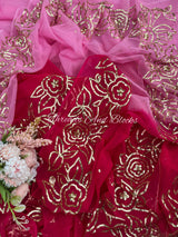 Shaded Pink Rose Border Saree