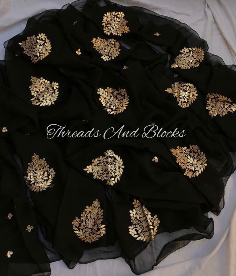 Classic Black Gota Patti Saree