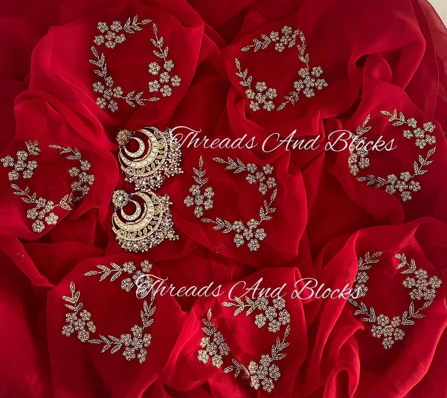 Red Cut Daana Motif Saree