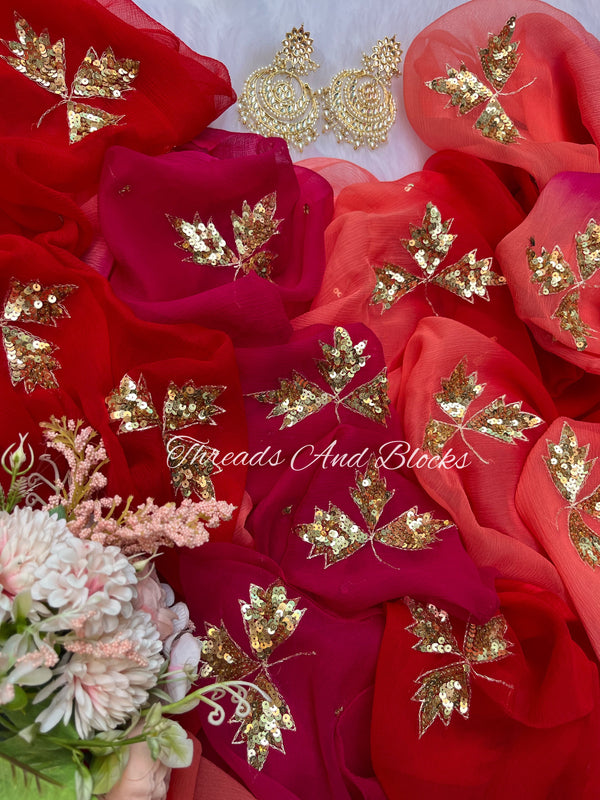 Shades of Rouge Maple Leaf Saree
