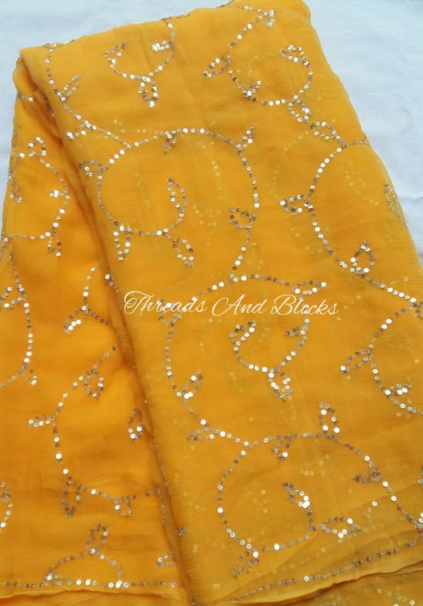 Yellow Sitara Jaal Saree