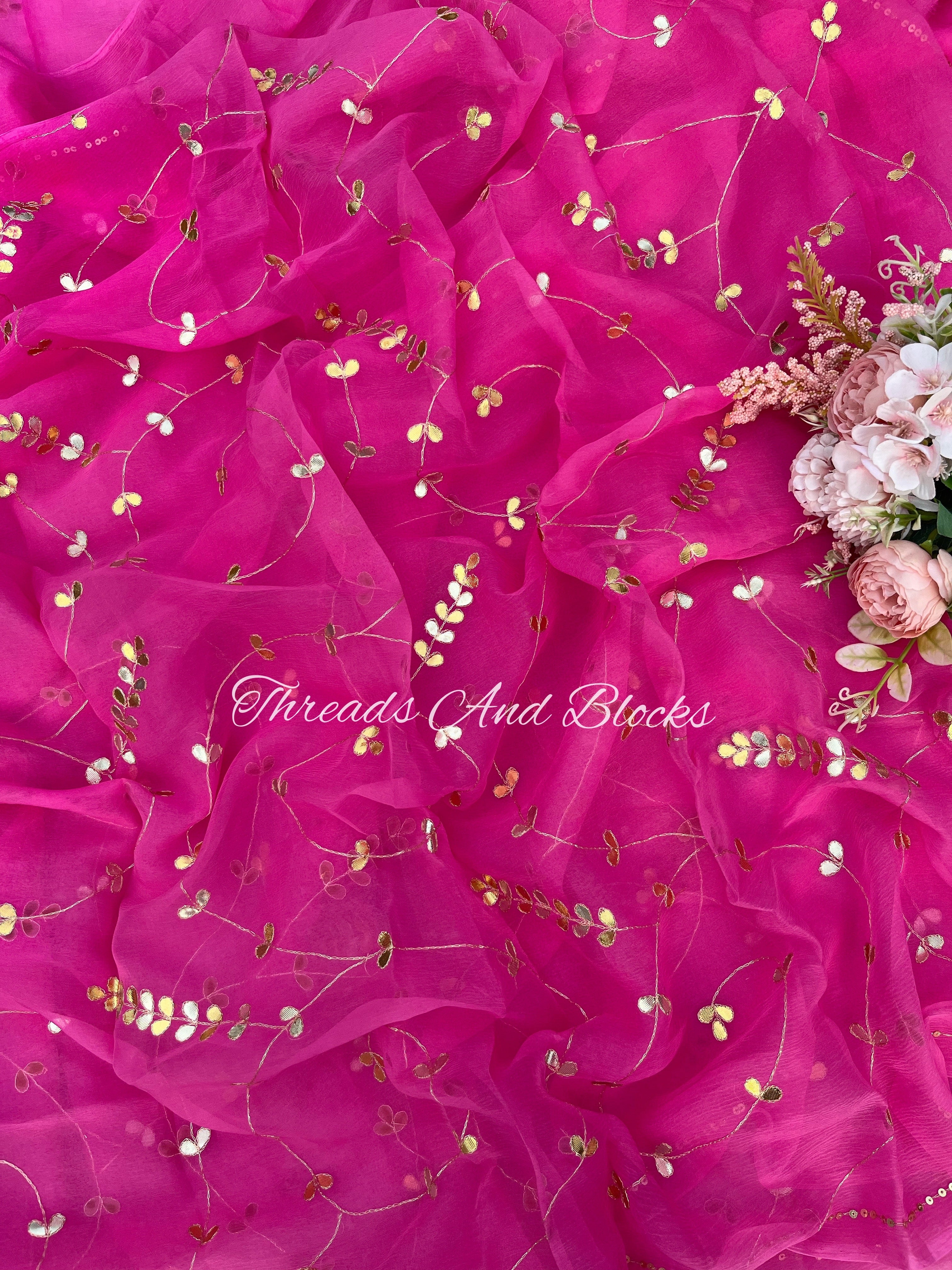 Magenta Gotapatti Jaal Saree