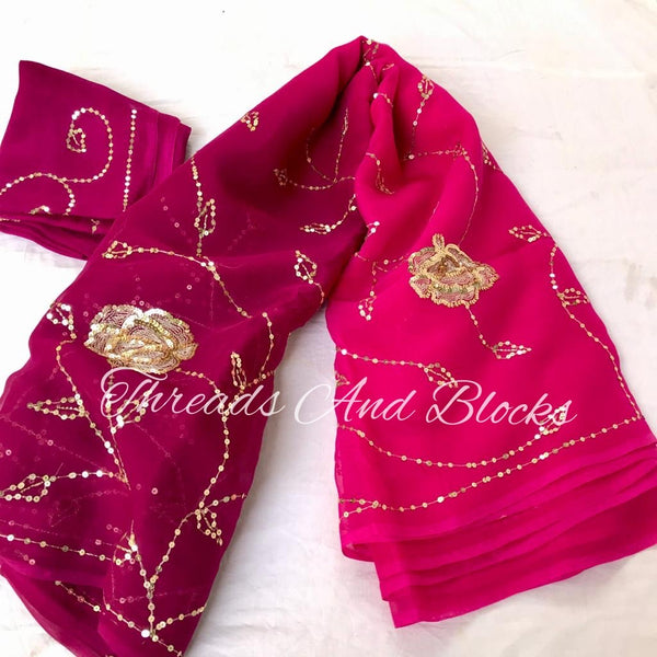 Berry and Wine Jaal Saree