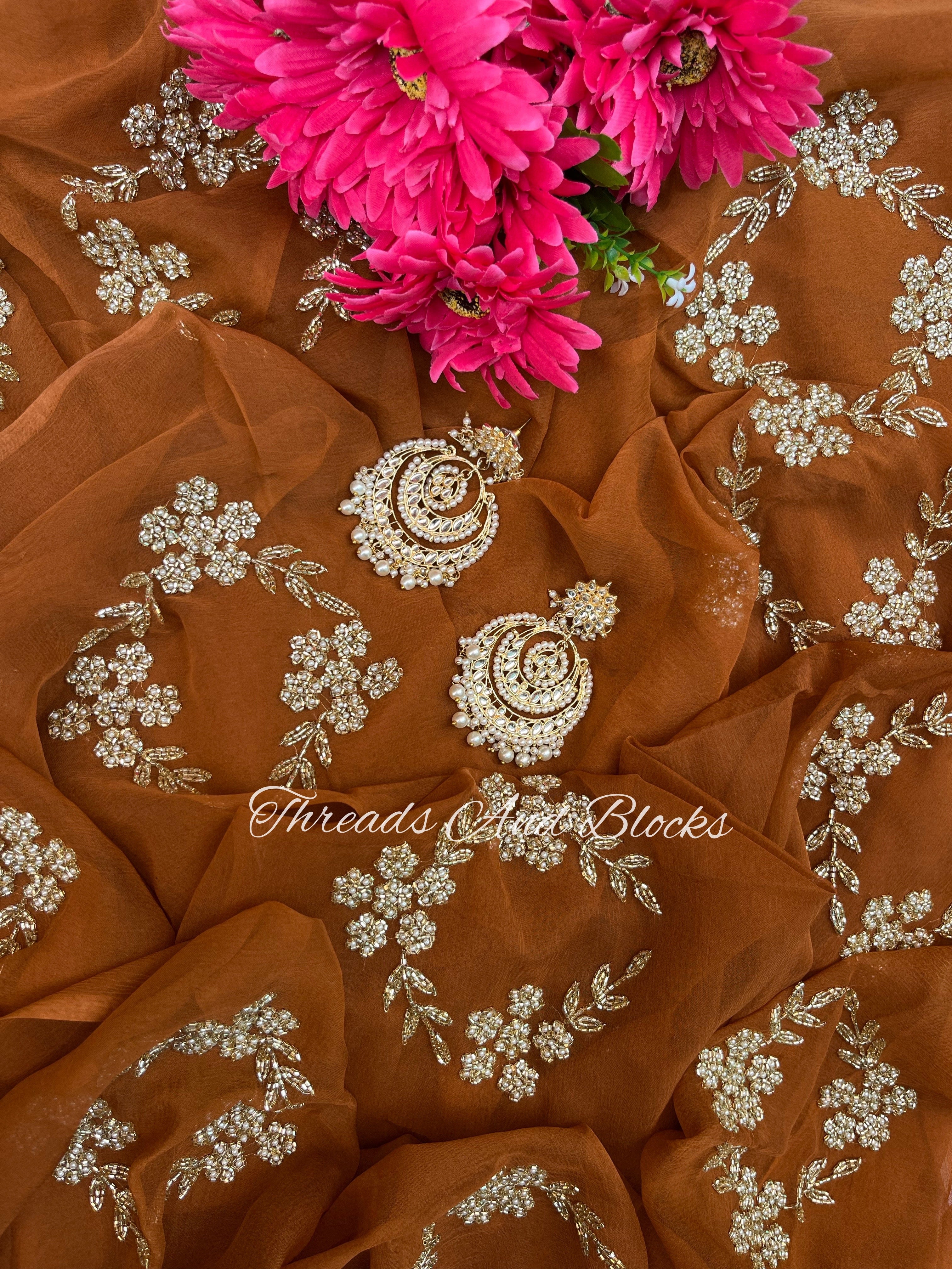 Muddy Brown Cut Daana Saree