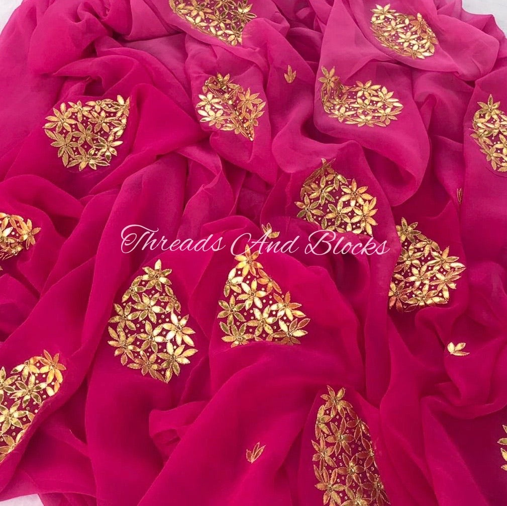 Magenta Gotapatti Saree