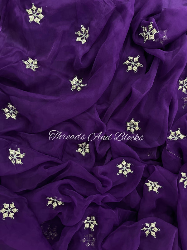 Purple Danka Buti Saree
