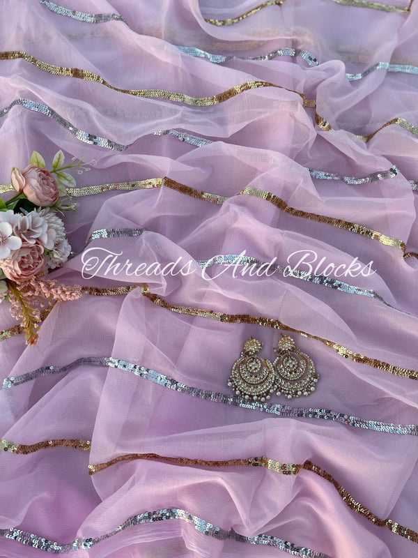 Powder Pink Cocktail Saree