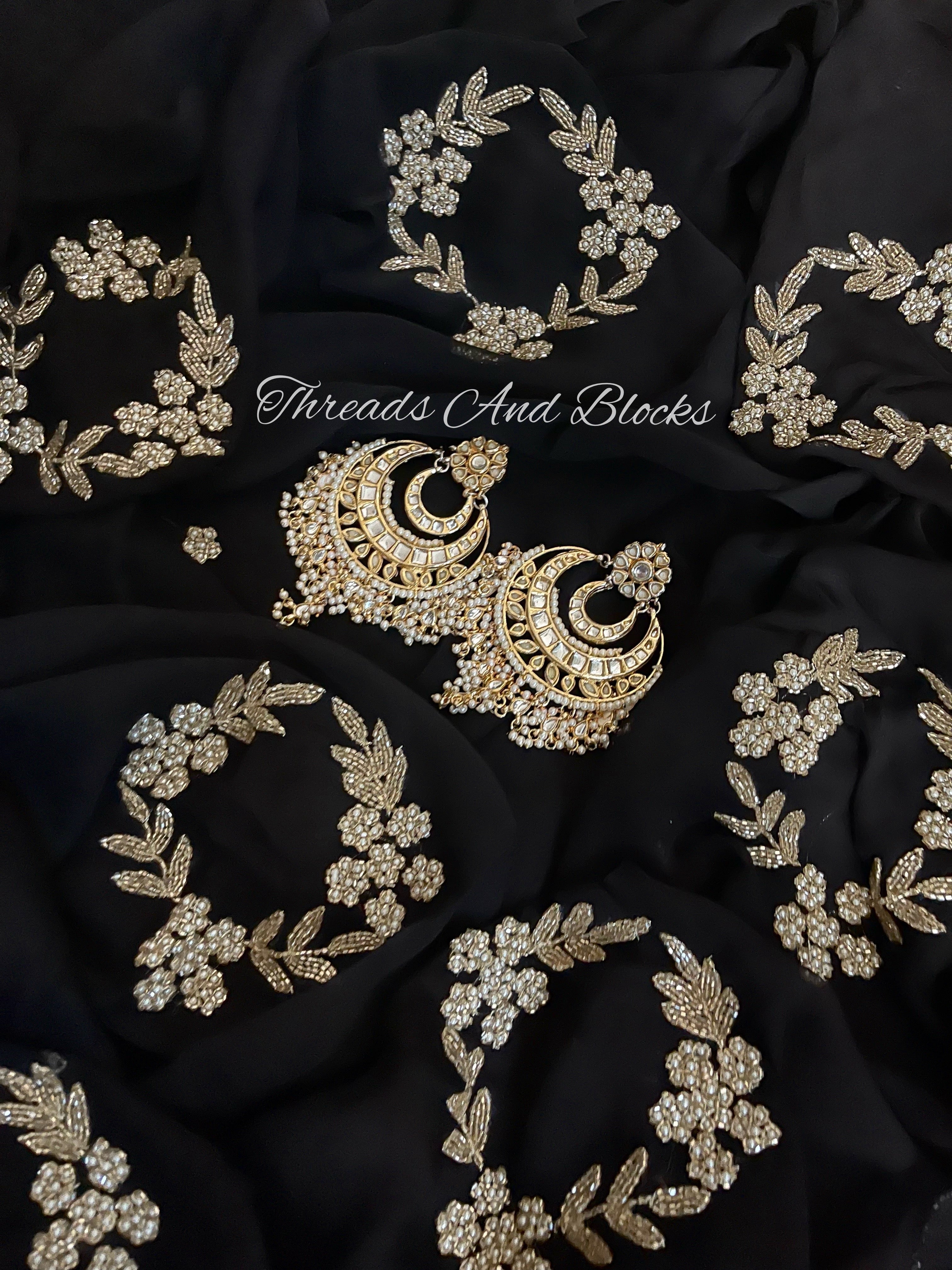 Black Cut Daana Motif Saree