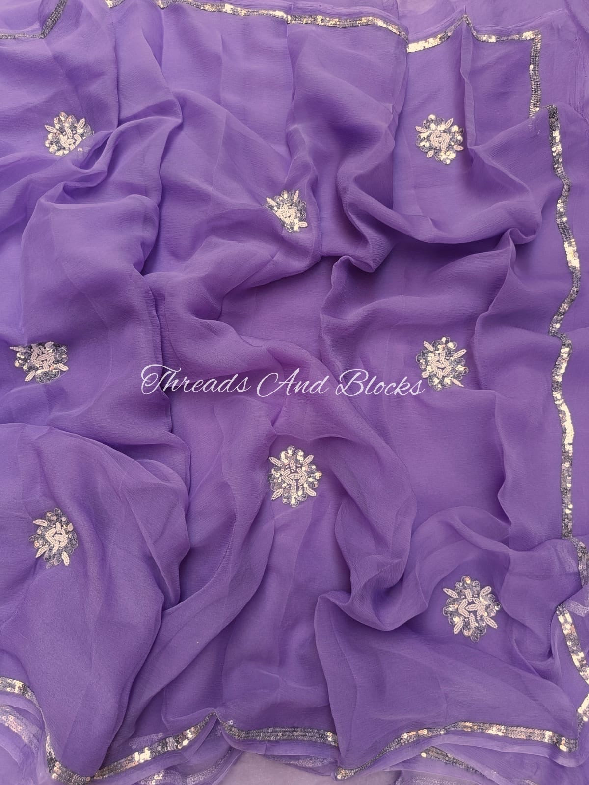 Lavender Silver Sparkles Saree