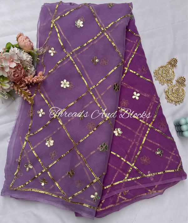 Shades of Purple Gotapatti Jaal Saree