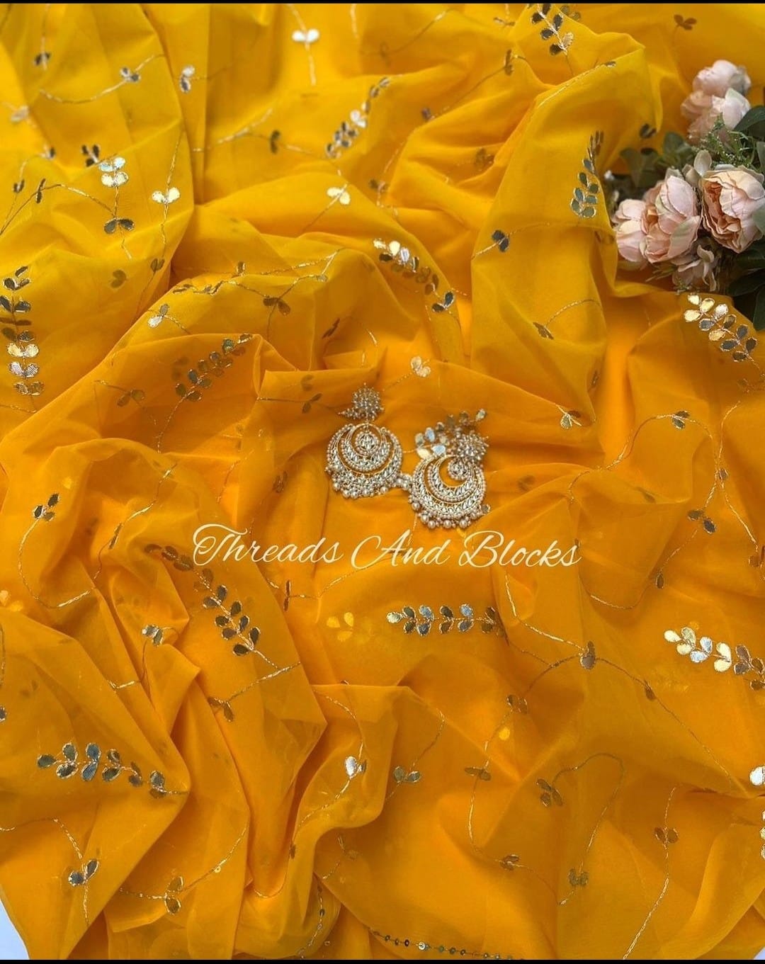 Ombré Yellow Gotapatti Jaal saree