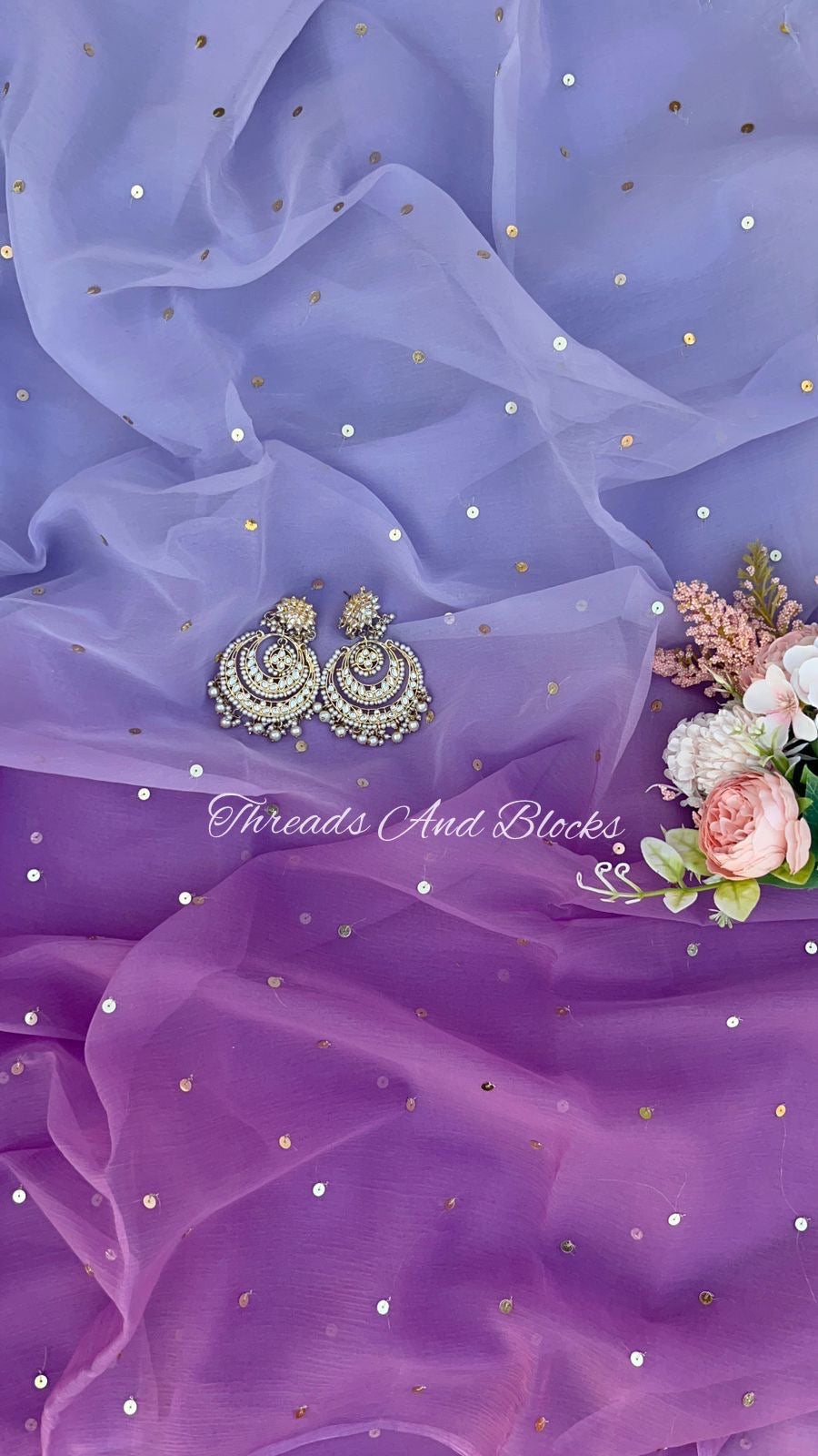 Lavender Ombré Sequins Saree