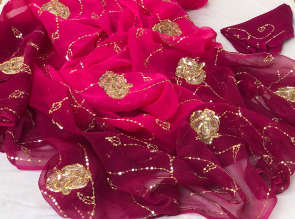 Berry and Wine Jaal Saree