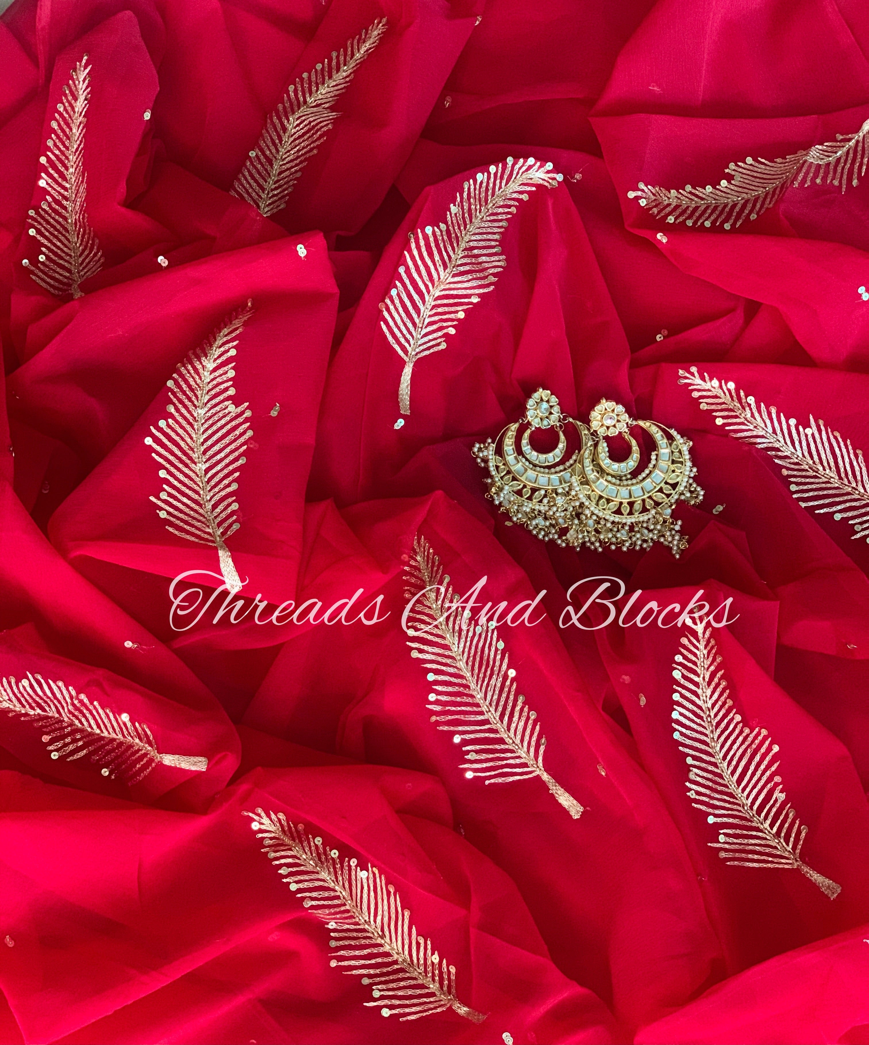 Red Leaf Saree