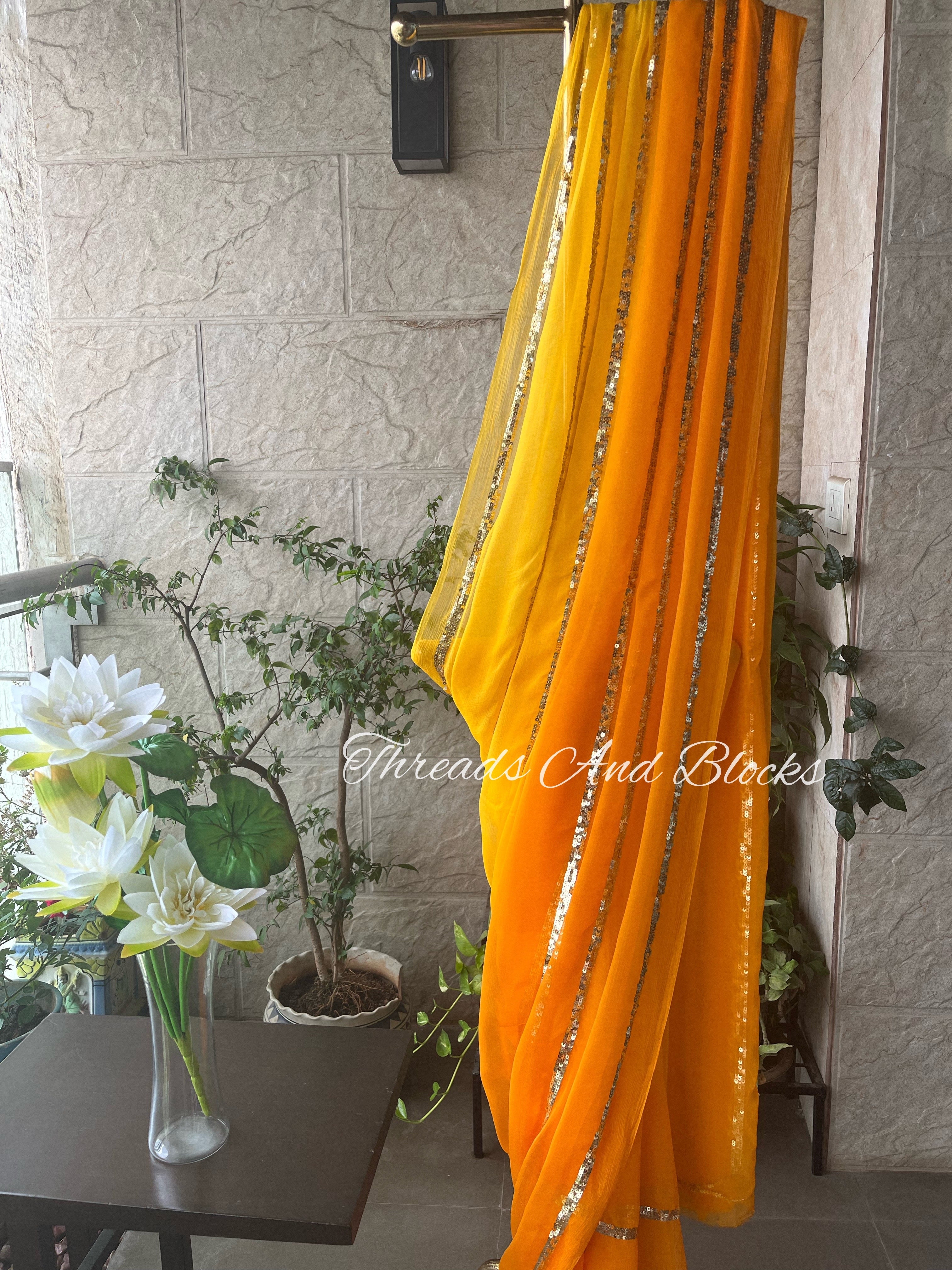 Swarna Sequins Stripes Saree