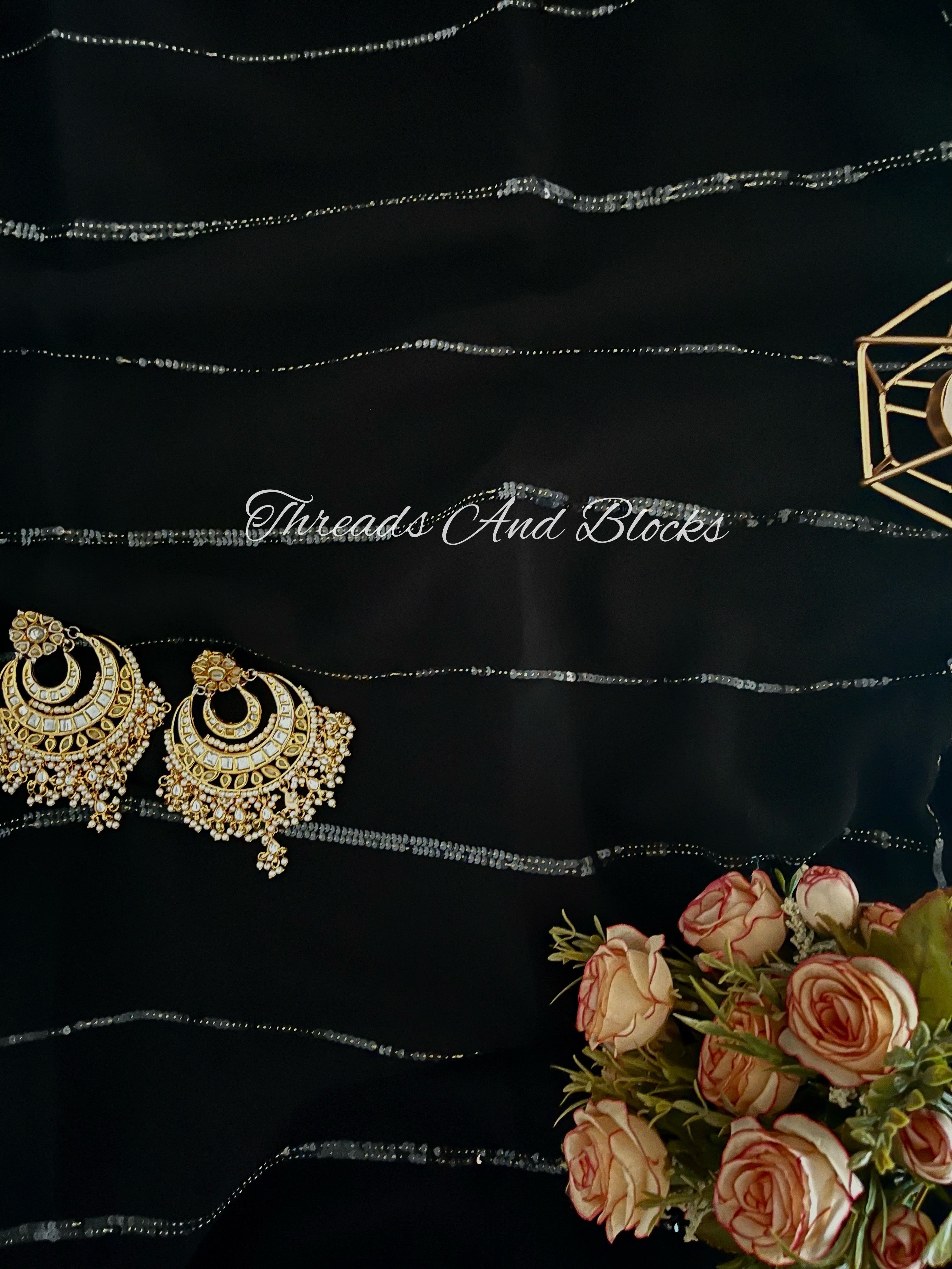 Black Sequins Cocktail Saree