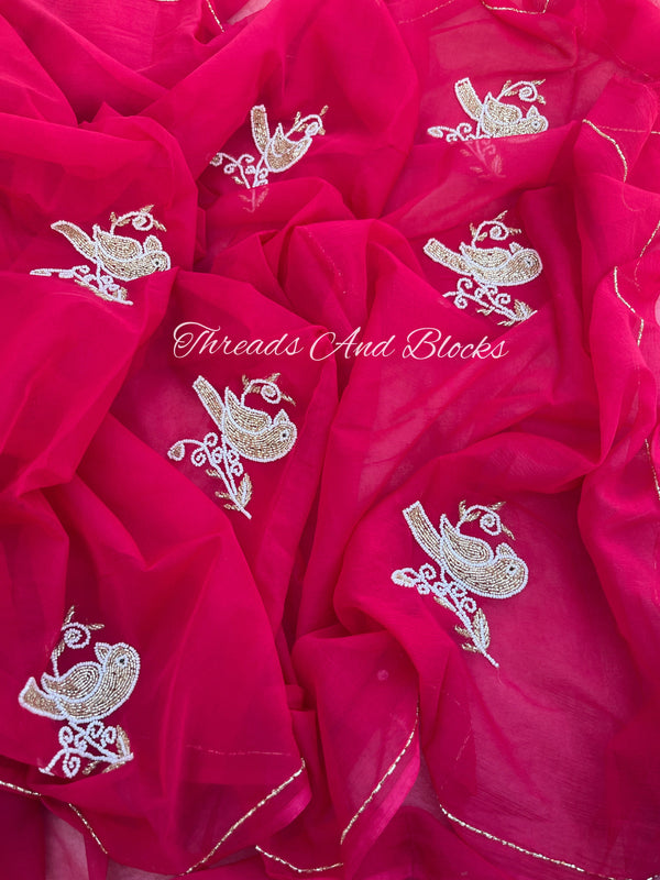 Pink Birdie Saree